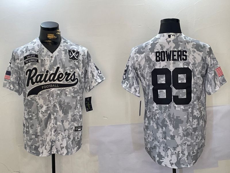 Men Oakland Raiders 89 Bowers Nike Arctic Camo 2024 Salute to Service Limited NFL Jersey style 2